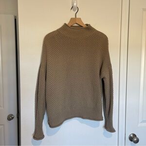 Grooree Knit Cotton Sweater Womens *M/L Brown Mock Neck Neutral Capsule Wardrobe